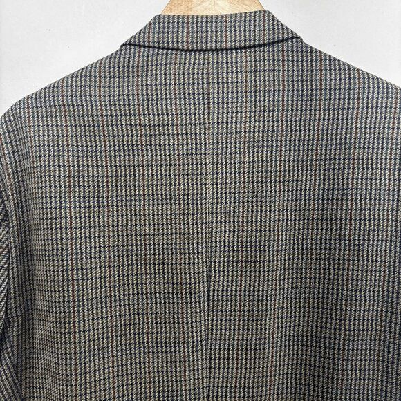Vintage Chaps Ralph Lauren Silk / Wool Tan Houndstooth Size 42L/T Blazer Canada - Picture 7 of 10